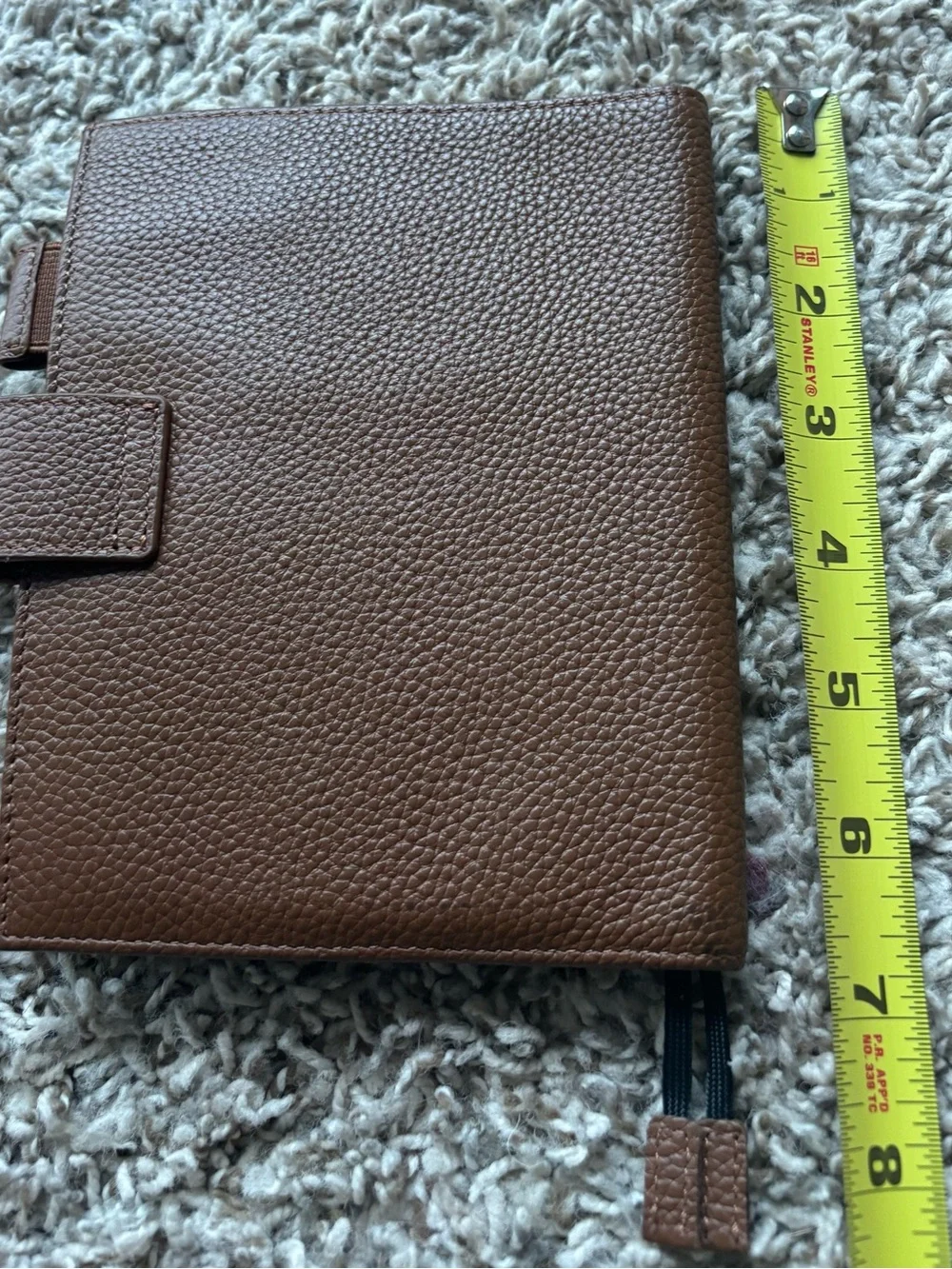 Pebbled Brown Leather Planner with Snap Closure